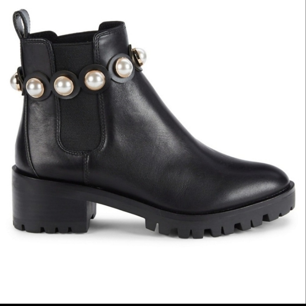 Karl Lagerfield Portia Embellished Leather Boots